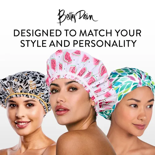 Vista 6 de Betty Dain Gorro de baño y ducha de nailon reutilizable, Blue Royale Gorra impermeable reversible de gran tamaño para todas las longitudes