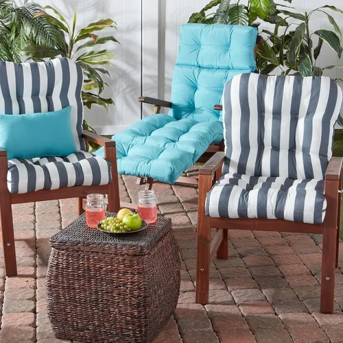 Vista 107 de Greendale Home Fashions Juego de 2 cojines de asiento y respaldo para exteriores, diseño Adobe Stripe 2