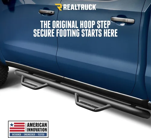 Vista 3 de RealTruck - Escalones Nerf para Silverado/Sierra Rueda a rueda con acceso a la cama, acero resistente, negro texturizado C9984RC-4-TX Negro