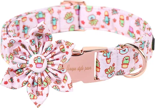 Vista 9 de Collar de perro de Halloween de estilo único con arco de flores de Unique Style Paws, collar de calabaza de algodón para perros pequeños, medianos