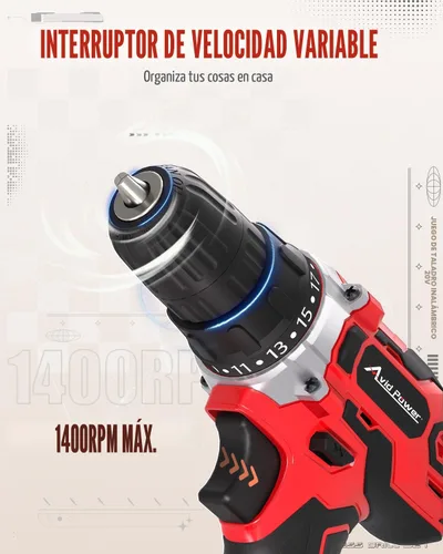 Vista 3 de AVID POWER Kit de taladro eléctrico máximo de 20 V, juego de taladro inalámbrico con batería y cargador, 2 velocidades variables, portabrocas sin