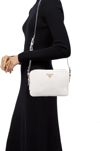 Vista 2 de Prada 1BH079 Vitello Phenix - Crossbody para mujer, color blanco