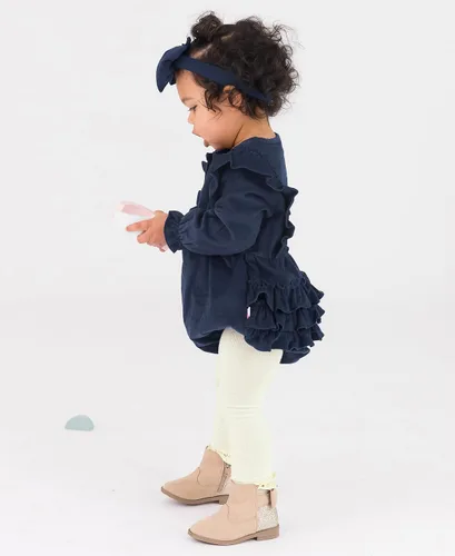 Vista 8 de RuffleButts Mamelucos de burbujas de manga larga para bebés y niñas pequeñas