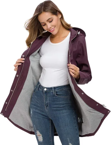 Vista 3 de Fahsyee Raincoat Women, Rain Jacket Waterproof Raincoat Hooded Windbreaker Outdoor Long Active