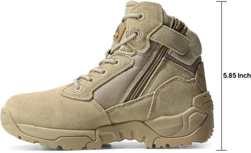 Vista 3 de NORTIV 8 Mens Military Tactical Work Boots Side Zip Outdoor Hiking Leather Motorcycle Combat Boots