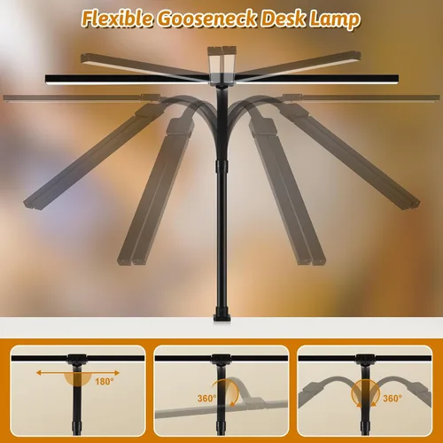 Vista 6 de Lámpara de escritorio LED para oficina, dormitorio, hogar - Luz de escritorio para cuidar los ojos con temporizador, control remoto, lámpara de mesa
