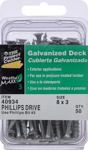 Vista 2 de Hillman 40934 Phillips - Tornillo galvanizado para cubierta de accionamiento, 8 x 3 pulgadas, (paquete de 50)