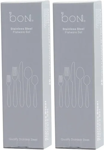 Vista 6 de Bon Elegance - Juego de cubiertos de acero inoxidable de 40 piezas, incluye cuchillo, tenedor/cuchara, apto para lavavajillas, servicio para 8