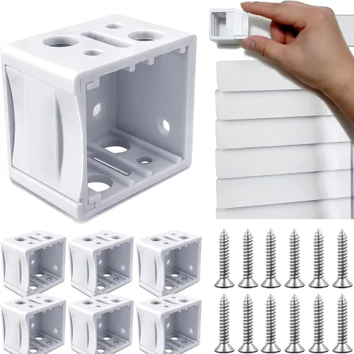 Vista 7 de Soportes para Mini Persianas, Soportes Blancos de 1 Pulgada para Persianas, Soporte de Montaje en Caja de Mini Persianas para Soporte de Riel