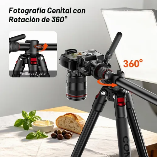 Vista 2 de COMAN - Trípode superior de 72 pulgadas con cabezal fluido, carga máxima