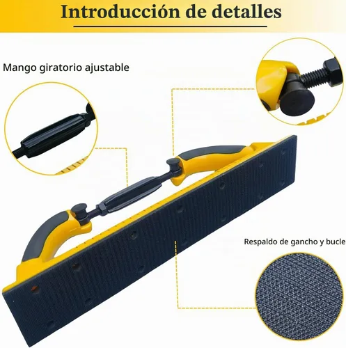 Vista 4 de Toromp Bloque de Lima de Lijado Manual Longboard Flex de Radio Ajustable de 2-3/4" x 15-3/4" con Respaldo de Gancho y Bucle - Usar con Rollos