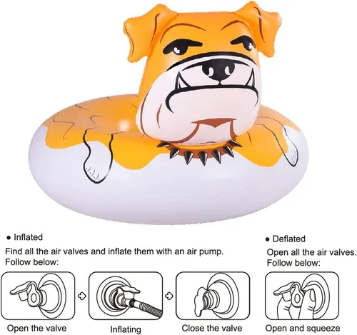 Vista 7 de Flotador Bulldog, tubo inflable gigante de 53 pulgadas para fiesta, diversión de verano, juguetes de piscina para adultos y niños