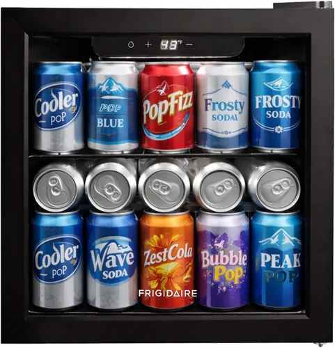 Vista 13 de Frigidaire Refrigerador de bebidas con puerta de vidrio de 0.6 pies cúbicos, mini refrigerador con pantalla digital con control electrónico