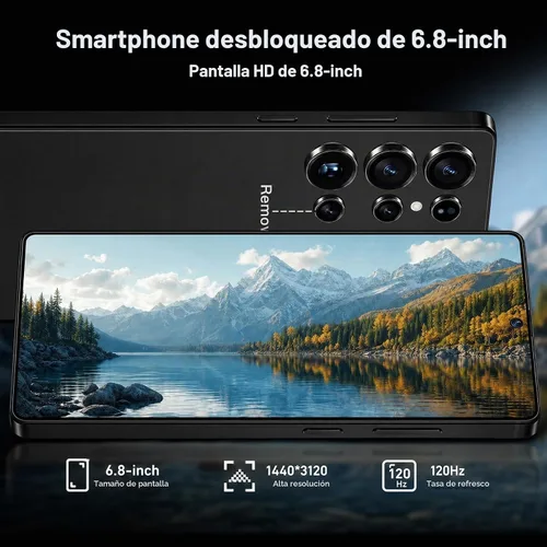 Vista 4 de Teléfonos desbloqueados C24U, teléfono inteligente 5G, teléfono celular Android 14.0, batería de 6800 mAh, teléfono móvil de carga rápida, 8 GB+256