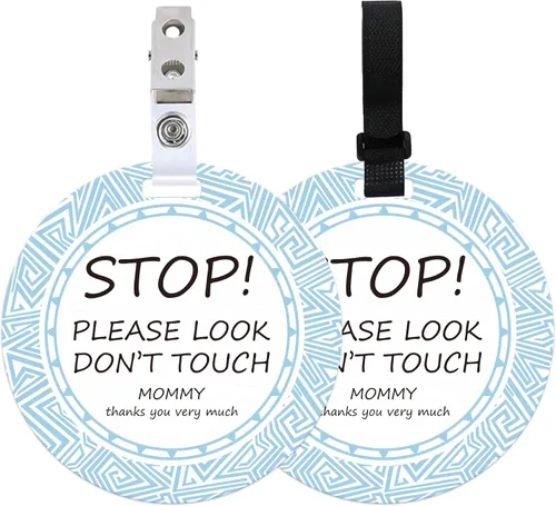 Vista 9 de PLIGREAT 2 carteles colgantes con texto en inglés "Stop Touching Baby Please Dont Touch Me", placas para recién nacido, niña, niño, prematuro