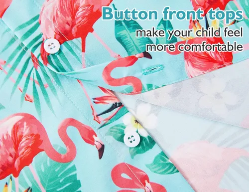 Vista 5 de Camisa hawaiana para niños, manga corta, tropical, linda, casual, con botones, para jóvenes, niños, verano, playa