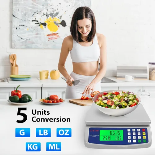 Vista 2 de Báscula comercial de alimentos de 66.1 lbs/66 libras, báscula digital grande de cocina para hornear, cocinar, pan, carne, peso, precio, báscula