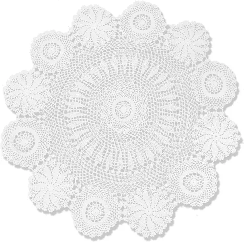 Vista 7 de Hetao Mantel redondo de ganchillo 100% algodón hecho a mano, fundas de mesa de encaje, beige, 27 pulgadas