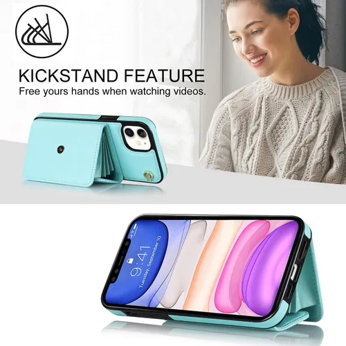 Vista 4 de Funda para iPhone 11 de 6.1 pulgadas, bolso cruzado, correa de hombro, funda protectora de moda para iPhone 11 (azul)