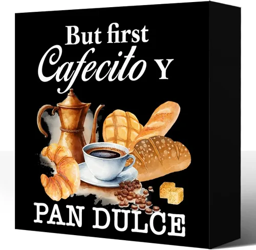 Vista 8 de LVQHI Letrero de cafetería en español, pero primer cafecito y pan dulce, pero primer café, accesorios de cocina mexicana, decoración de mesa de café