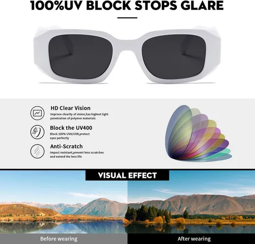 Vista 7 de Gafas de sol Mujer Cuadrado Hombres Moda Mostrar Sombras Retro Moda Moda Vogue Protección UV