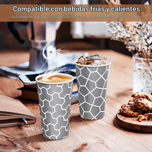 Vista 3 de Vasos de papel de 16 onzas, paquete de 180 tazas calientes desechables aisladas