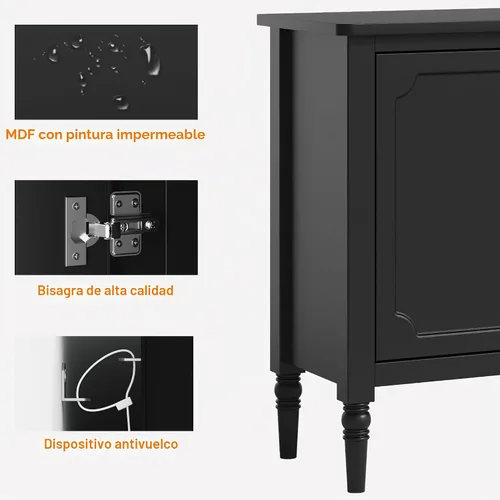 Vista 6 de RoyalCraft Armario buffet con almacenamiento, aparador moderno de mediados de siglo con 3 puertas, mesa de café pintada con estantes ajustables