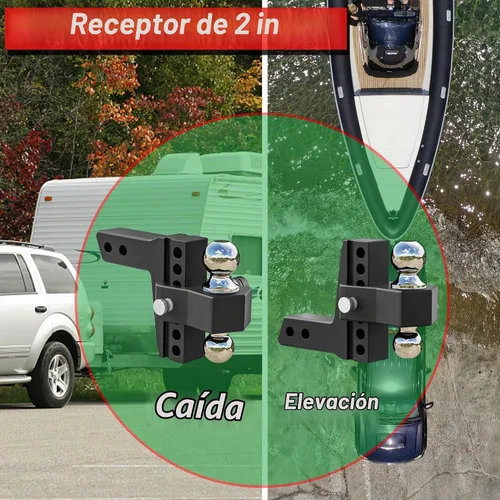 Vista 2 de VNN - Enganche de remolque ajustable: se adapta solo a receptor de 2 pulgadas, caída/elevación de 6 pulgadas, enganche de caída de aluminio, montaje