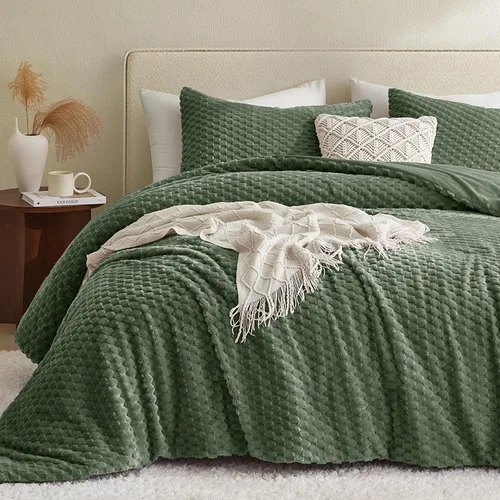 Vista 16 de Petrichor Juego de edredón esponjoso tamaño individual, edredón grueso de franela negra ultrasuave para cama Queen, juego de ropa de cama cálido