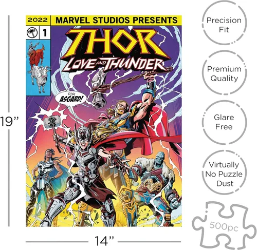 Vista 2 de Aquarius Marvel Thor - Rompecabezas de 500 piezas, sin deslumbramiento, ajuste de precisión, mercancía y coleccionables con licencia