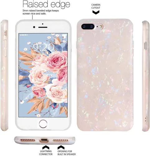 Vista 2 de J.west Funda para iPhone 8 Plus, iPhone 7 Plus, de lujo, centelleante, de TPU, cubierta trasera de silicona TPU transparente y suave, para niñas