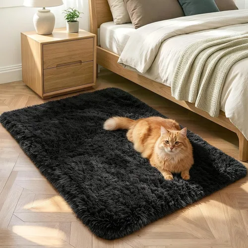 Vista 28 de Noahas Alfombras de Área Grandes y Esponjosas de 5x8 pies para Sala de Estar y Dormitorio, Alfombra Gruesa de Pelo Largo Beige y Blanca, Alfombra