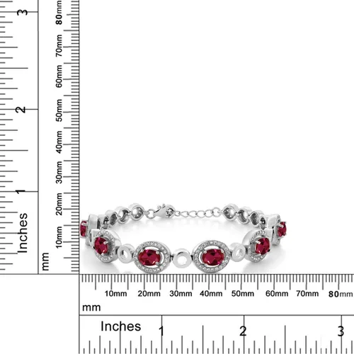 Vista 3 de Gem Stone King Oval Gemstone Birthstone Tennis Bracelet For Women 925 Sterling Silver Oval 7X5MM 7 Inch with 1 Inch Extender Fine Jewelry Gifts