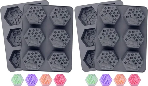 Vista 10 de Moldes de panal Molde de jabón de silicona de abeja para jabones Panal hexagonal