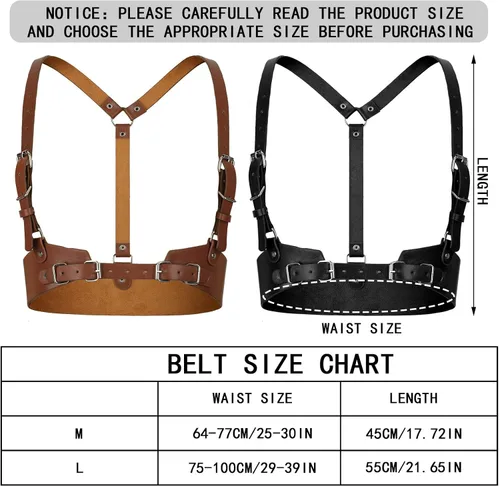 Vista 4 de Hicarer Cinturón de cuero para mujer, 2 unidades, para mujer, chaleco de cuero, cinturón de cintura ajustable
