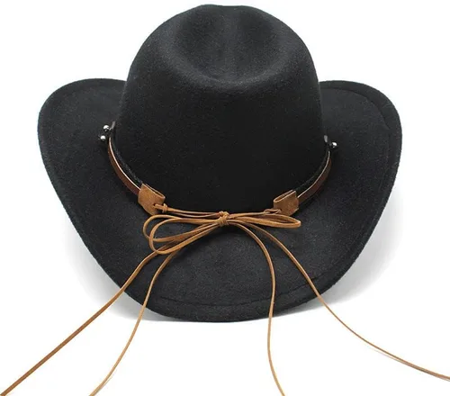 Vista 8 de GRNUS Mens Felt Western Cowboy Hat Fedora Outdoor Wide Brim Cowgirl Hat for Women