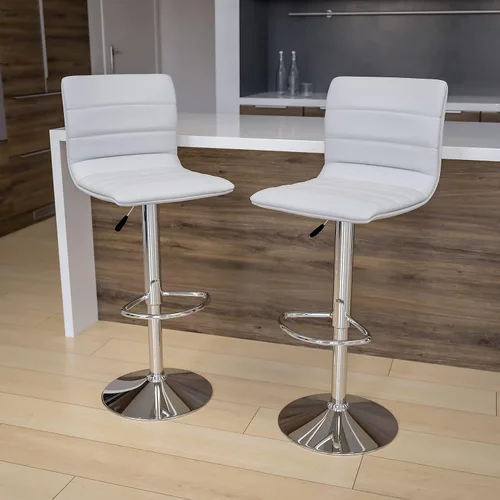 Vista 30 de Flash Funiture silla de bar ajustable con base cromada, Vinilo, Gris