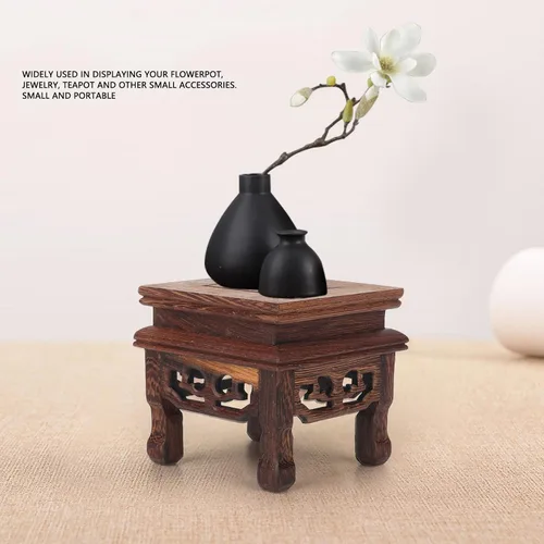 Vista 2 de Mini soporte de exhibición de taburete de madera de estilo chino, estante de exhibición de macetas de jardín, soporte decorativo para elevador