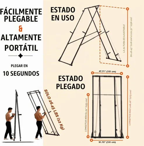 Vista 5 de KT Estación de Dominadas y Fondos Alta Resistente al Óxido Rack de Sentadillas Torre de Potencia Plegable Estable Máquina de Ejercicio