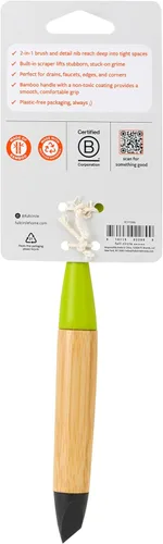 Vista 2 de Full Circle Micro Manager, cepillo de limpieza profunda para grietas, ducha y lechada, cerdas resistentes, mango de bambú sostenible, verde