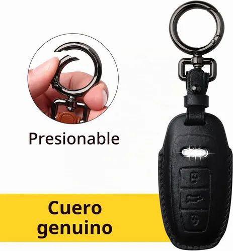 Vista 5 de Tukellen Funda de Cuero para Llavero de Audi con Cadena de Llaves, Protector de Funda de Cuero Compatible con Llavero Inteligente sin Llave 2019