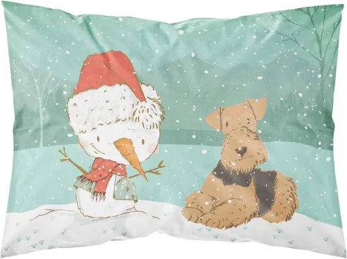 Vista 3 de Caroline's Treasures BB7625PILLOWCASE - Funda de almohada decorativa de tela con texto en inglés "Welcome Friends" Airedale Terrier estándar