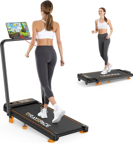 Vista 10 de Treadmill Walking Pad with 15% Incline/Handle Bar/2 LED Display, 3.5HP Portable Treadmills for Home Small, Foldable Walking Pad Treadmill 350+lb