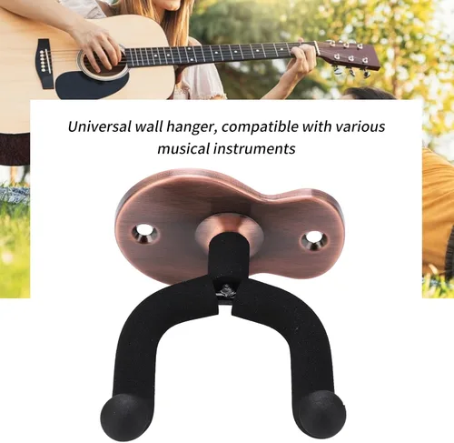 Vista 4 de Guitar Wall Mount Hanger Hook Holder, Space Saving (Rose Gold)