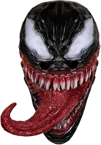 Vista 2 de Casco de máscara de veneno para cosplay, accesorios de fiesta para adultos, Halloween, Universo Deluxe (A)