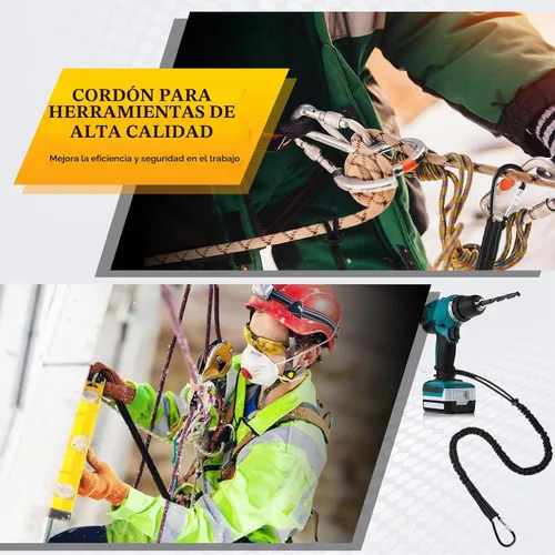 Vista 6 de LEIFIDE 6 piezas de cordón para herramientas de longitud estándar, correa de seguridad para herramientas, 7.5kg 16.5lb resistente, protección contra
