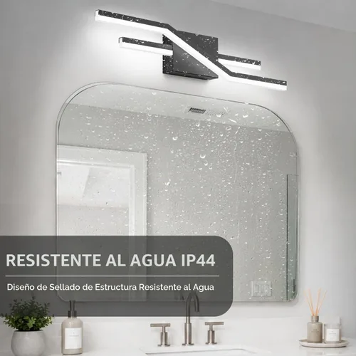 Vista 7 de SOLFART Luces de baño con acabado mate en negro, regulables, LED, para tocador, sobre espejo, 24 pulgadas, modernas, luces de pared