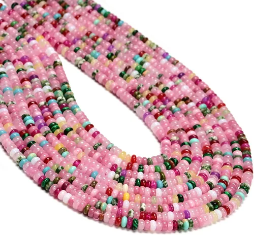 Vista 49 de CAI YI MING, cuentas 2x4mm naturales en forma de rondelle – Espaciadores de gemas sueltas para hacer joyas DIY (Amazonita)