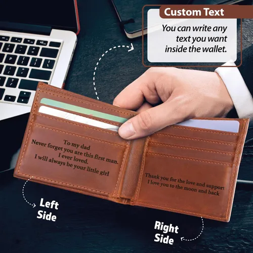Vista 7 de Personalized Valentines Day Gifts for Husband, Custom Engraved Monogram Wallet, Leather Wallet for Boyfriend Fathers Days, Anniversary, Wedding