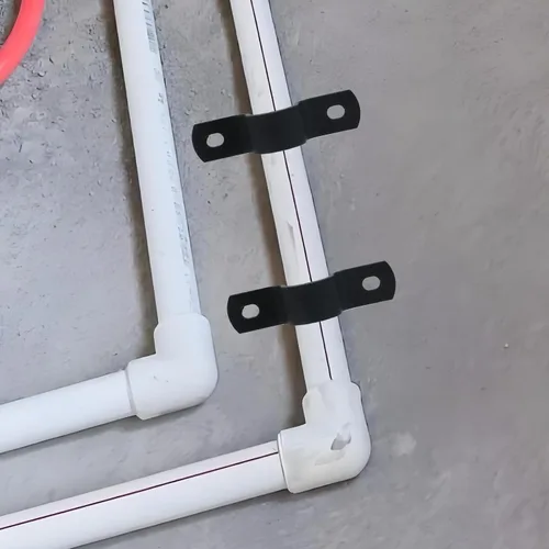 Vista 5 de MY MIRONEY Abrazaderas de tubo de metal negras en forma de U, abrazaderas de tubo en forma de silla de montar, diámetro de 0.59 pulgadas con 2